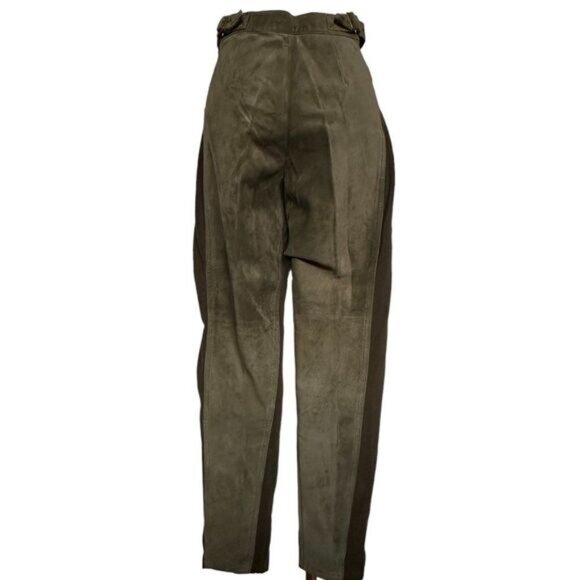 Genuine Suede Leggings Pants Olive Green Size M 28 Inch Waist - Picture 3 of 8